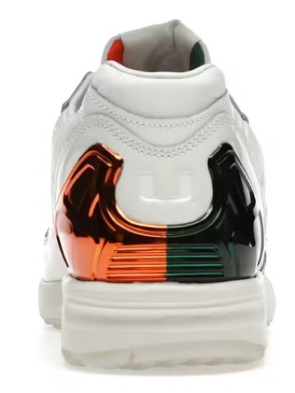 NWT UMiami adidas White Sneakers with Metallic Green & Orange Heel Accents - Picture 4 of 5